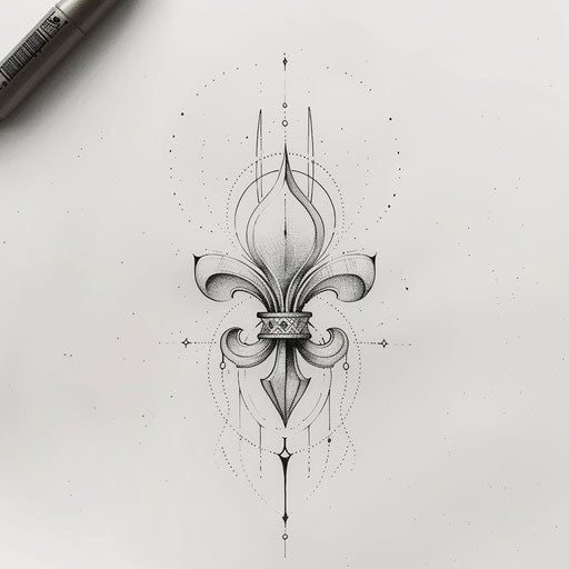 Minimalist sketch of a fleur de lis in single line art style