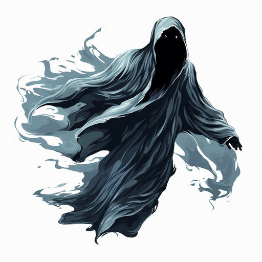 Ghost clipart in the style of Chiaroscuro Art, on a white background