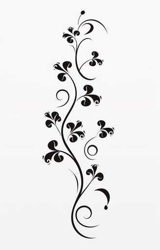 The stem of a plant in black and white design
