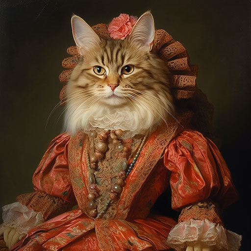 Louis Wain cat dressed as a woman