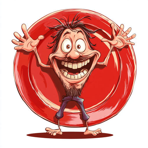 Humorous caricature of a plate with human characteristics