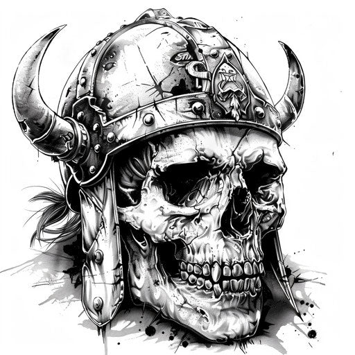 Warrior skull with Viking helmet, symbol of strength and bravery