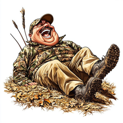 Humorous caricature of a hunting clipart with human characteristics