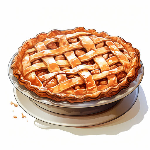 Apple pie drawing in the style of Chiaroscuro Art, on white background