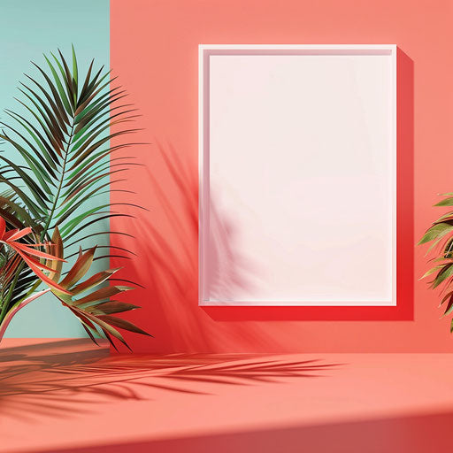 Realistic whiteboard clipart on vibrant coral background