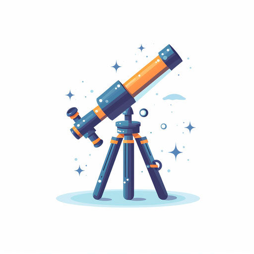 Telescope in Minimalist style on white background