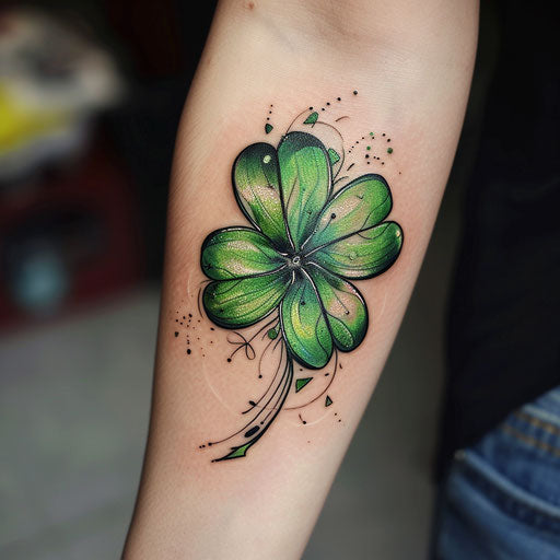 Flat and stylized sketch of a four-leaf clover