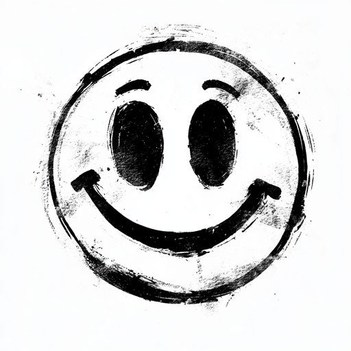 Minimalist black and white smiling tattoo sketch on white background