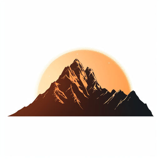 Minimalist mountain silhouette on white background