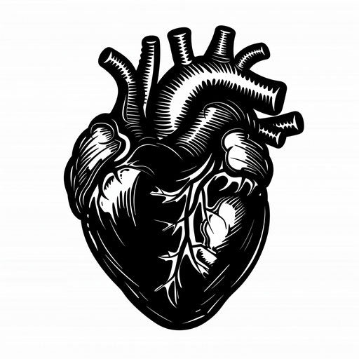 Black Heart: Flat Tattoo Sketch with Old-School Style