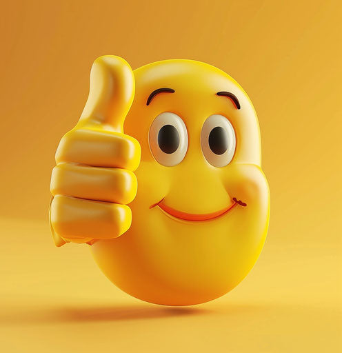 Right thumb up in magnified ornamentation style