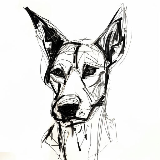 Dog head drawings in fauvism style inspiration