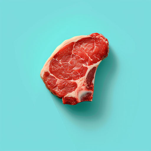 Photo-realistic meat clipart on flat, serene aqua background