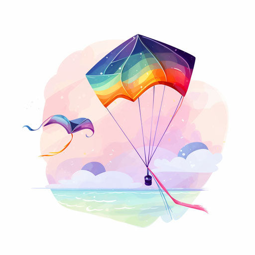 Kite illustration in the style of Pastel Colors Art, on white background