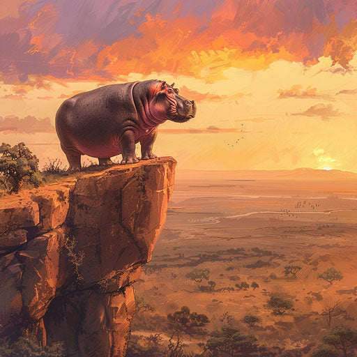 Hippo on majestic African cliff