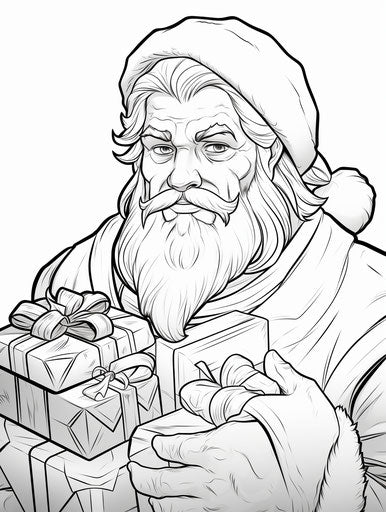 Christmas gifts coloring pages in comic art style