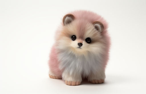 A small Pomeranian puppy on a white background