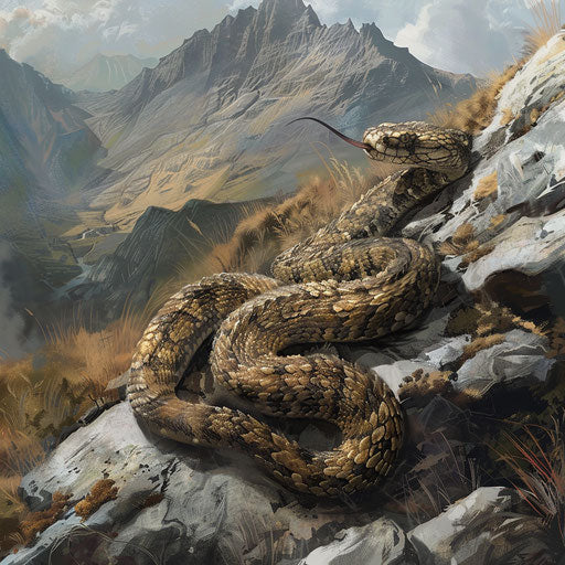 Hognose snake on a rocky hillside