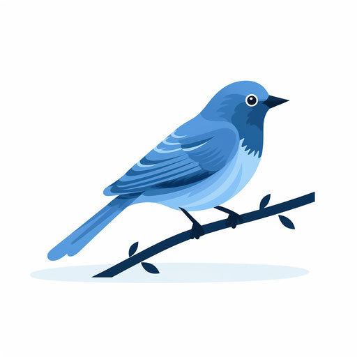 Minimalist blue bird drawing on white background