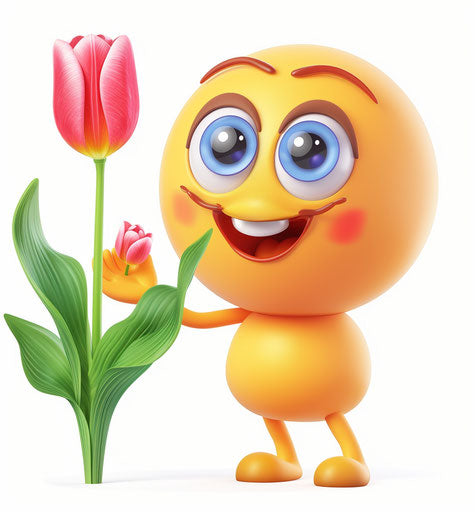 Spring joy in emoji with rose and tulip