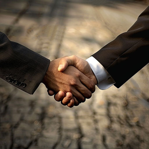 Businessman sealing a groundbreaking partnership