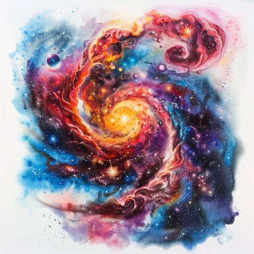 Vibrant galaxy tattoo with swirling nebulas and stars