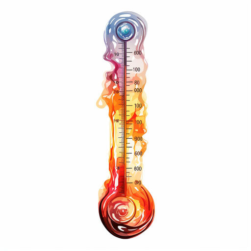 Thermometer clipart in the style of Oil painting, on a white background