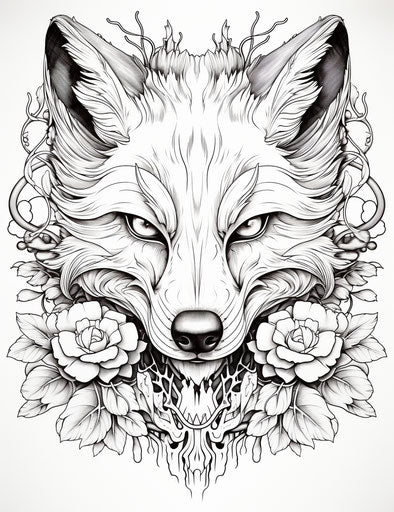 Flower design adult colouring pages wolf coloring pages for adults