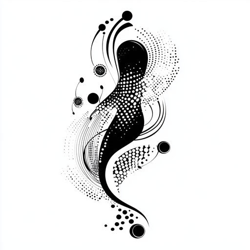 Beautiful flat tattoo sketch with dots and lines forming a pattern