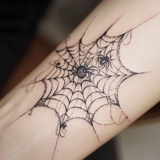 Spider web lace tattoo on white background