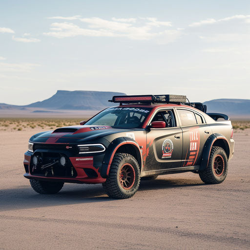 Dodge Charger Hellcat rally version with off-road mods