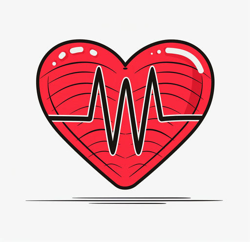 Simple cartoon heart beat line in flat colors style