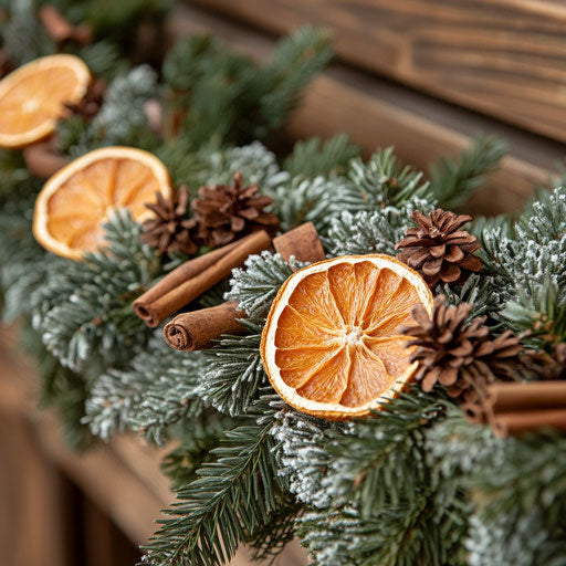 Handmade Christmas garland with dried orange slices