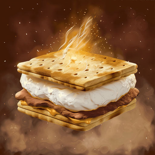 S'more clipart on flat random background with metallic sheen