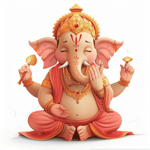 Ganpati clipart in photo realistic style with flat white background