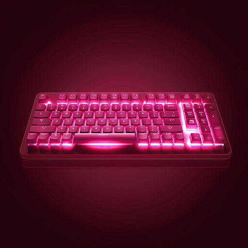 Realistic keyboard on vibrant burgundy background