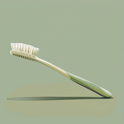 Realistic toothbrush clipart with muted olive background