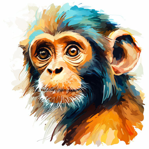Monkey drawing in Oil painting style