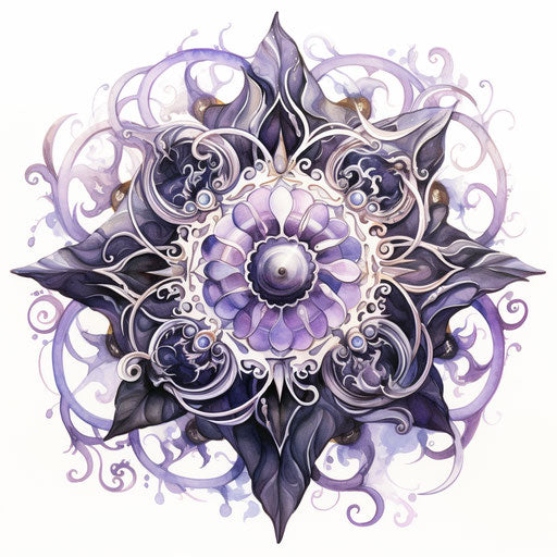 Black and white mystic sunflower in baroque style