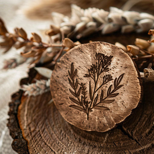 Handcrafted wedding logo with earthy tones and natural texture