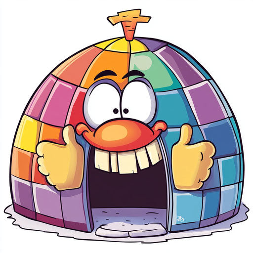 Humorous caricature of an igloo clipart with human characteristics