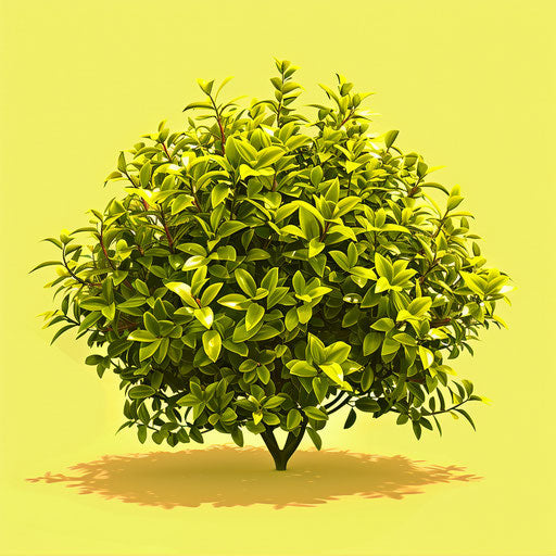 Bush illustration in a photo realistic style on flat chartreuse background