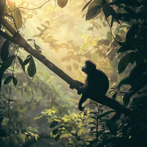 Peaceful spider monkey in the canopy