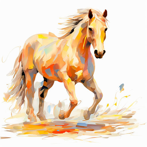 Pony in Impressionistic Art style on white background