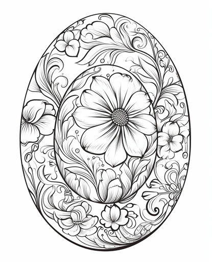 Egg coloring page with details, in ornate and expansive style