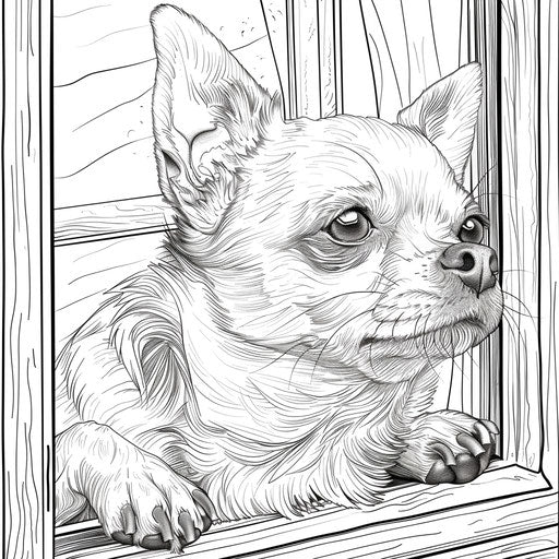 Chihuahua looking out window