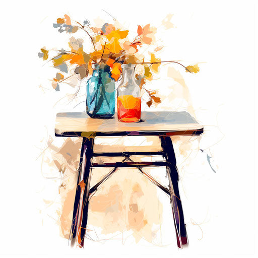 Table clipart in the style of Impressionistic Art
