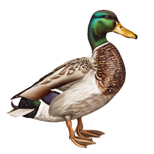 Duck clipart in a photo realistic style on flat white background