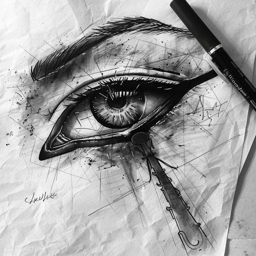 Black and grey realism Eye of Horus tattoo draft