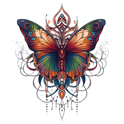 Butterfly and Celtic motifs tattoo design for women